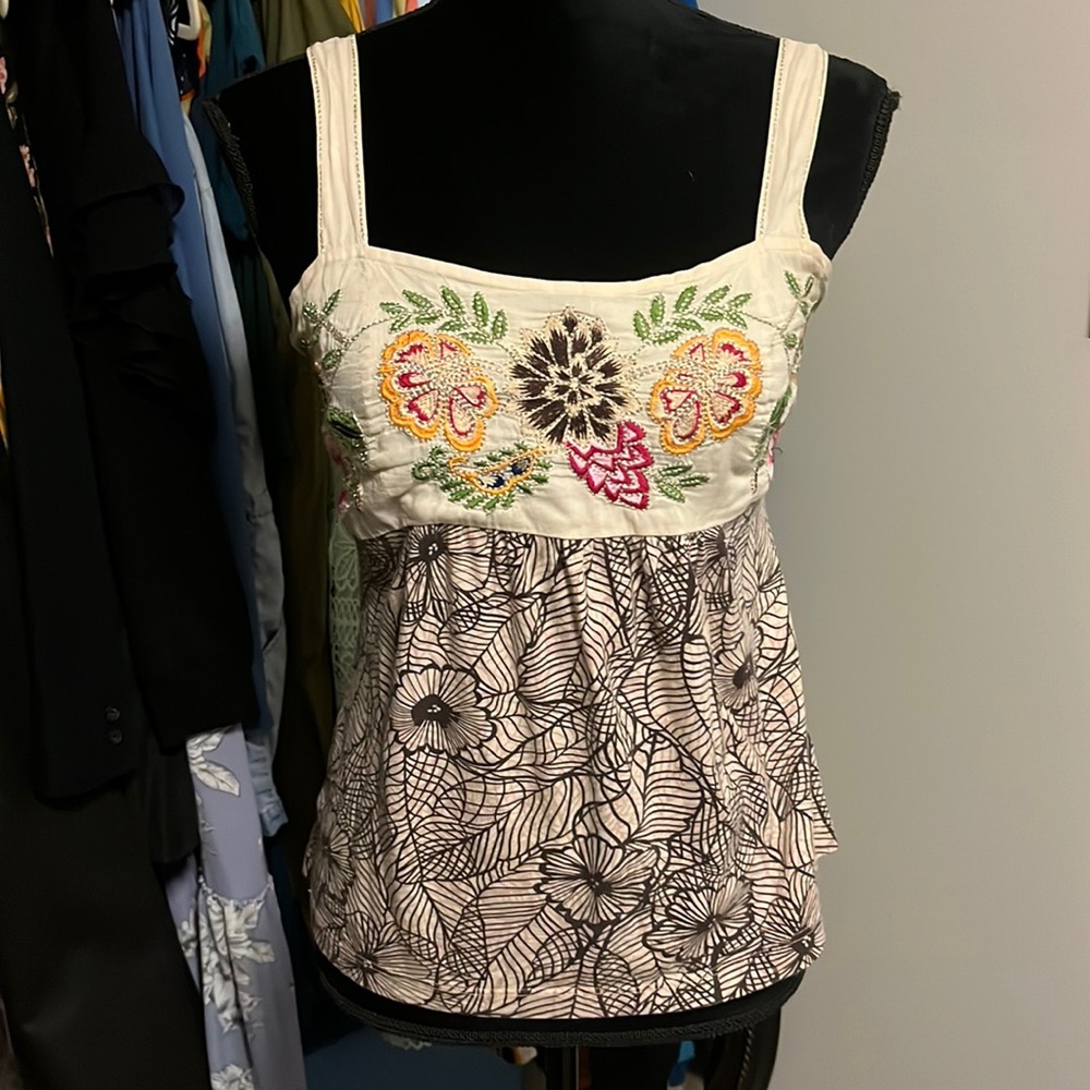 Anthropologie boho floral tank top